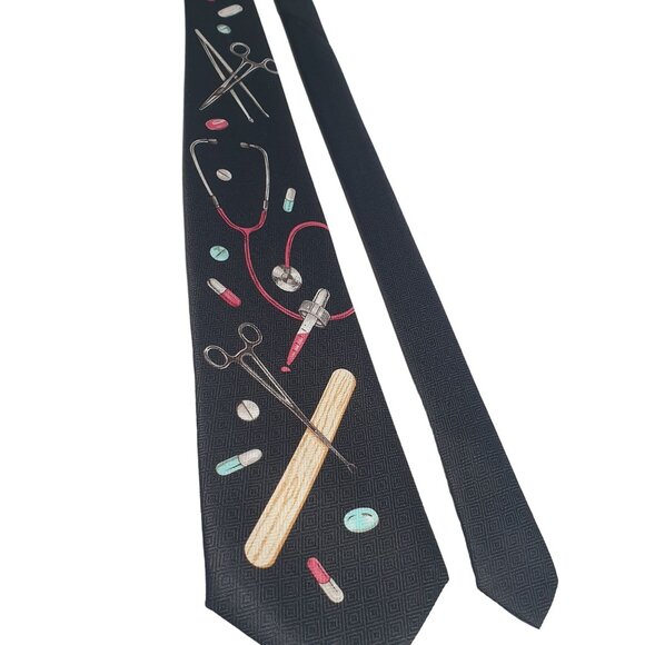 Keystone Hand Made Mens Medical Themed Necktie 100 Percent Polyester Made in Kor - Picture 5 of 5